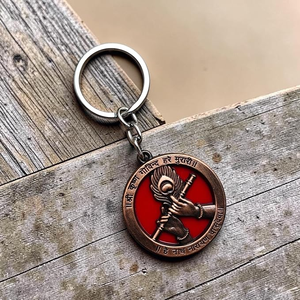 Antique Brass Lord Krishna Keychain with Flute and Peacock Feather Hindu Religious <b>Key</b> Ring Spiritual Indian God Gift Decorative - Product Image 5