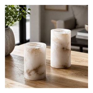 Marble Alabaster <b>Tea</b> <b>Light</b> Candle Holder | Premium Quality Handmade Eco-Friendly Christmas Home Decor Tabletop Use India - Product Image 1