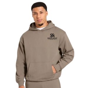 Ensemble de survêtement pour homme, couleur taupe, avec sweat-shirt à capuche et pantalon de jogging assorti, deux pièces, vêtements de sport décontractés, streetwear, pull à capuche - Product Image 3
