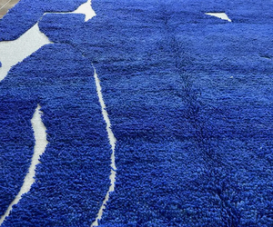 Alfombra marroquí anudada a mano, azul persa, blanca, multicolor, de lana ecológica, antideslizante, con diseño de pelo medio para sala de estar - Product Image 5