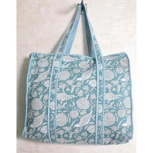 Bolso Tote de Algodón con Estampado Floral, Bolso de Hombro Acolchado Hecho a Mano en India, Bolso Boho para Mujer, Bolso de Compras - Product Image 1