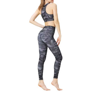 Ensemble de sport pour femme : soutien-gorge de yoga à imprimé étoiles et leggings, dos nageur, col ras du cou, maintien moyen, respirant, pour le yoga - Product Image 2