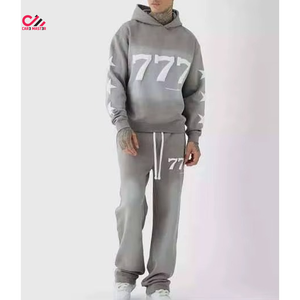 Ensemble de survêtement délavé pour hommes, style streetwear, coupe oversize et classique, avec impression en relief personnalisée, service OEM - Product Image 1
