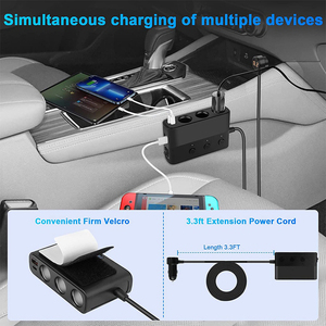 Alimentez 7 appareils simultanément avec un chargeur de voiture 7 en 1 de 127 W, câble d'extension de 1 m, 3 interrupteurs individuels pour une charge rapide - Product Image 6