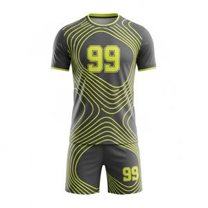 Maillot de football personnalisé sublimé gris vert citron à motif topographique, ensemble uniforme de football respirant pour l'entraînement d'équipe, vêtements de sport - Product Image 1