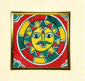 Pintura decorativa Madhubani sobre papel hecho a mano, arte tradicional de Bihar - Product Image 3