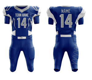 American Football Uniform Men Blue With <b>White</b> Accents Short Sleeve Fitted Moisture Wicking Polyester V-Neck All Seasons - Product Image 4