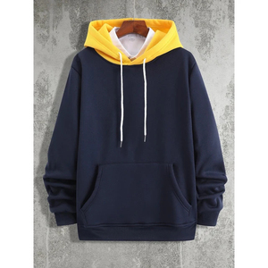 Sweat-shirt à capuche pour homme 100% coton French Terry couleur unie coupe ample décontractée pour l'automne avec poche coupe classique - Product Image 2