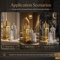 Decoración islámica al por mayor, juego de 3 faroles grandes de metal para Ramadán, Fanoos para Eid Majlis, decoración para el hogar y eventos.