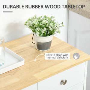 Mobiletto da Cucina con Ripiani Regolabili e 2 Cassetti, Top in Legno Massello, Credenza per Soggiorno e Corridoio - Product Image 6