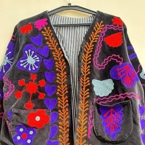Supplier Direct Suzani Embroidered Jacket Floral Hippie Cropped <b>Coat</b> Women Winter Warm Artisanal Outerwear Trendy Product - Product Image 4
