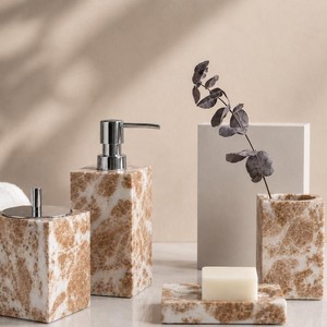 Natural Stone Bathroom Accessories Set Luxury Red Marble <b>Soap</b> Dispenser Toothbrush Holder <b>Soap</b> Dish Tumbler Tissue <b>Paper</b> Holder - Product Image 1