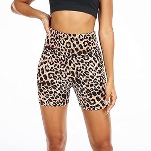 Shorts en jean taille mi-haute pour femme, effet ventre plat, imprimé léopard, été - Product Image 3