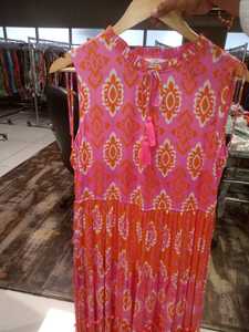 Robe Kurti sans manches en coton extensible à imprimé Ikat violet, style bohème décontracté avec franges, idéale pour l'été et les vacances, couleurs personnalisées disponibles - Product Image 5