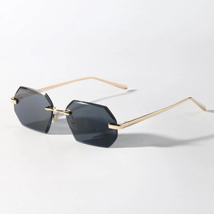 LMA New Arrivals Europe Fashion Men Gold Metal High Quality Black Lens Women Polygon Custom Shades <b>Rimless</b> <b>Sunglasses</b> 2024 - Product Image 6