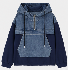 เสื้อฮู้ดเดนิมคุณภาพพรีเมียมสำหรับผู้ชายพร้อมกระเป๋าจิงโจ้ - Product Image 5