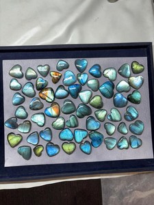 MAHNAJ <b>GEMS</b> Gatural Heart Shape Blue <b>Fire</b> Labradorite Gemstone Polished Loose Labradorite Cabochon <b>Stone</b> Gemstone for Jewelry - Product Image 2