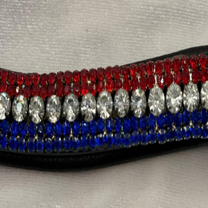 Design personnalisé fabriqué à la main noir anglais selle en cuir cheval front bande décorée avec 5 rangées de cristaux colorés diamante - Product Image 3