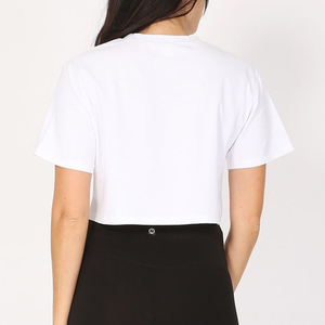 Camisetas de algodón blancas de lujo con diseño personalizado, manga corta, estilo crop top para mujer, tallas grandes, corte holgado. - Product Image 2