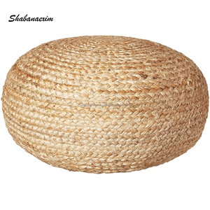Jute Braided Pouf Handmade Round <b>Floor</b> <b>Cushion</b> <b>Bean</b> <b>Bag</b> Ottoman Poufs Living Room Furniture Home Stool & Ottoman Modern - Product Image 1