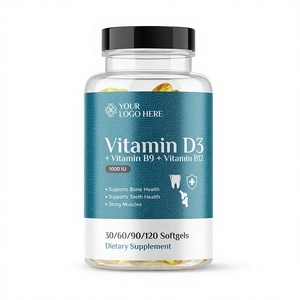 Cápsulas de Gel Suave Nutricore con Vitamina D3 + B9 + B12, Suplemento para el Cuidado de la Salud, Apoyo Energético para Adultos y Adolescentes, Marca Privada - Product Image 1