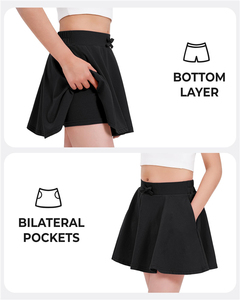 Girls Skirts Custom Logo <b>Kids</b> Athletic School Uniform Black Skirt Tennis <b>Flared</b> Casual Skort With Pockets - Product Image 3