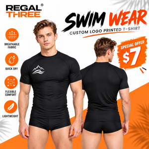 T-shirt de compression à manches courtes pour homme, col rond, coupe ajustée, haut de sport, logo personnalisé, séchage rapide, sous-vêtement technique, t-shirt de natation, haut de course - Product Image 1