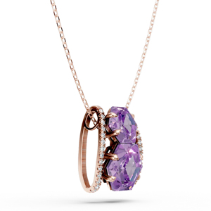 Collar con colgante hexagonal de amatista chapado en oro rosa con detalles de diamantes, joyería de cadena de lujo para mujer - Product Image 2