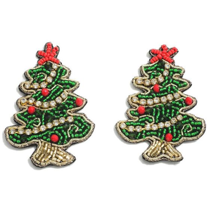 Perles de rocaille rouges et vertes tendance et festives, légères, faites à la main avec motif d'arbre de Noël pour les fêtes par MULTI CRAFT - Product Image 1