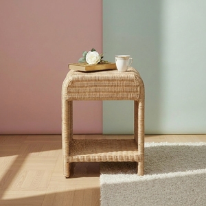 Modern Handwoven Natural Rattan Dining Side <b>Table</b> Small Accent Coffee Stand Furniture For Home Restaurant Cafe Hotel Resort - Product Image 2