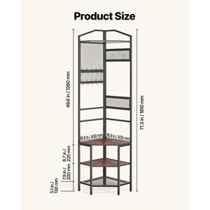 71.3 in Freestanding Corner Hall Tree Steel Frame Coat Rack <b>Hooks</b> with Top Shelf Wall <b>Hooks</b> & Coat Rack Storage Organizer - Product Image 5