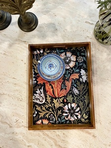 Decorative Wooden Enamel Serving Tray Food Safe Dry Fruit and Snack Platter Durable Dining <b>Tableware</b> Wholesale Factory Price B2B - Product Image 2