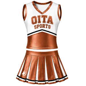 Ensemble d'uniforme de cheerleading en cuivre, haut sans manches à col en V, jupe plissée, tenue de danse pour équipe sportive, vêtements de sport pour compétition - Product Image 1