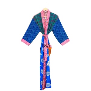 Women's Comfortable Soft Silk Kimono Floral Vintage Indian Sari Maternity Shower <b>Robe</b> Bridesmaid Bridal <b>Beach</b> Summer Thermal - Product Image 1