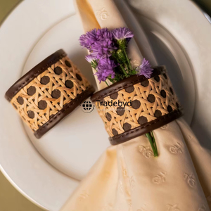 Tradebyd Woven <b>Rattan</b> Napkin Rings Rustic <b>Table</b> Styling for Weddings Parties and <b>Dining</b> Events - Product Image 6