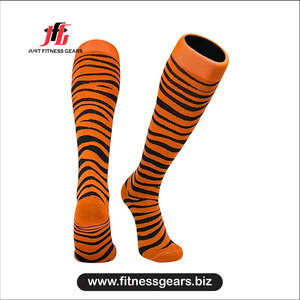 Knee High <b>Socks</b> Orange Striped Breathable Spandex Polyester Adult Cycling Summer <b>Compression</b> <b>Socks</b> - Product Image 1
