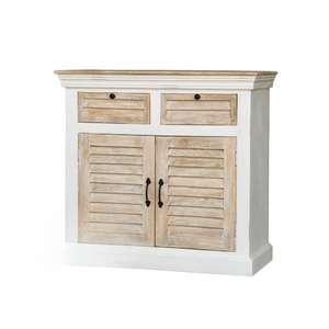 ตู้ลิ้นชักไม้มะม่วงเนื้อแข็งพร้อมบานประตูแบบ Shutter สีขาววอช - Product Image 3