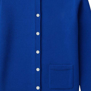 High Demand <b>Royal</b> <b>Blue</b> <b>Women</b>’s Knit <b>Cardigan</b> Sweater White Ruffle Collar Embroidered Cotton Letter Button-Up Breathable - Product Image 6