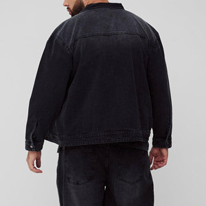 Quality Casual Embroidered Windproof Oversized Drop Shoulder Denim <b>Jeans</b> <b>Jacket</b> for Men Distressed <b>Black</b> 100% Cotton Winter - Product Image 5