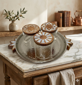 Natural CraftsAcrylic MOP Lid Containers Toffee Wood & Mother of Pearl Serving Tray for Dry Items Plastic <b>Boxes</b> for Hotels - Product Image 1