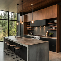 Meubles de cuisine modulaires contemporains personnalisables en bois Aige, ensembles complets prêts à assembler pour hôtel, appartement, villa