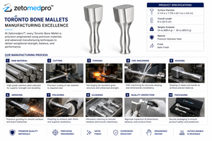 Maillet à os de Toronto 8 pouces (20,3 cm) Surface 5,7 cm x 4,8 cm 24 oz 30 oz Instrument chirurgical orthopédique Certifié CE Classe I Zetomed Pro - Product Image 4