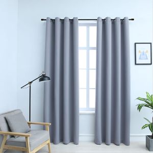 2 pezzi grigio 54 "x 63" tessuto oscurante tende con anelli Premium tende & mantovane - Product Image 1
