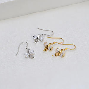 Ensemble de pendentifs et de crochets d'oreille en argent S925 coréen, plateau 1344, accessoires de bijoux en perles DIY, nœud papillon, composants de bijoux - Product Image 5