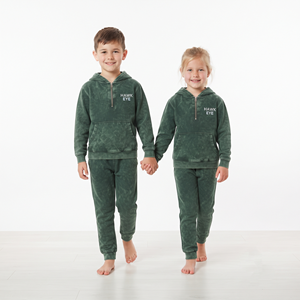 Conjunto Deportivo Infantil de Alta Calidad, Estilo Casual, Lavado Ácido, con Cremallera Completa, 100% Algodón, Color Verde Sólido, Sudadera con Capucha, Personalizable - Product Image 4