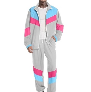 Hot Selling OEM Custom Men's <b>Twins</b> Windbreaker Trouser <b>Set</b> Workout Running Joggers <b>Set</b> Color block Windbreaker 2pcs <b>Set</b> For Mens - Product Image 1