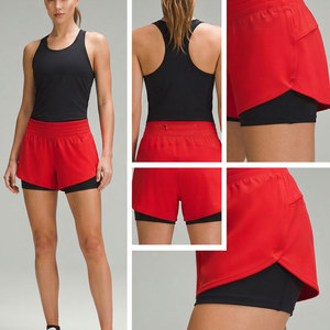 Shorts Deportivos de 2 Capas para Mujer, Ligeros, de Color Sólido, Antiencogimiento, Costuras Reforzadas, 2 en 1 - Product Image 6