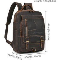 Yüksek Kaliteli Hakiki Deri Özelleştirilebilir Fermuarlı Kapatma Su Geçirmez 20-35L Kapasiteli Unisex Yumuşak Sırt Çantası Moda Kavisli Omuz Askısı
