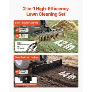 Rastrello Paesaggistico Trainabile da 42 Pollici con Lama a 3 Punti e Leva di Sollevamento per ATV, UTV e Trattori da Giardino Categoria 1, in Acciaio Resistente - Product Image 2