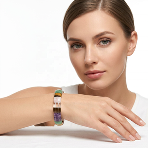 Bracelet en résine fait à la main, perles carrées multicolores, bijoux, artisanat, décoration - Product Image 1